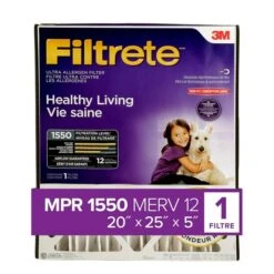 3M Filtrete 1550 MPR Healthy Living Ultra Allergen Reduction Electrostatic Pleated Air Filter - 20 X 25 X 5-in