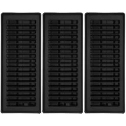 Imperial Steel Louvered Floor Registers - Matte Black - 3 Per Pack - 3-in W X 10-in L