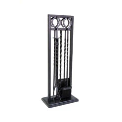 Style Selections Fireplace Tool Set - Steel - Black - 4 Pieces
