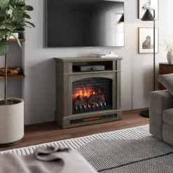 Style Selections 33 X 33.75-in 1500W Ash Grey Infrared Electric Fireplace With Shelf -Napoleon Shop 32255007e L