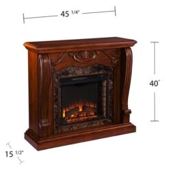 Southern Enterprises Manchester 45.25-in W Walnut Fan-forced Electric Fireplace