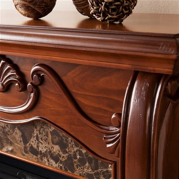 Southern Enterprises Manchester 45.25-in W Walnut Fan-forced Electric Fireplace 4 Southern Enterprises Manchester 45.25-in W Walnut Fan-forced Electric Fireplace - Image 2