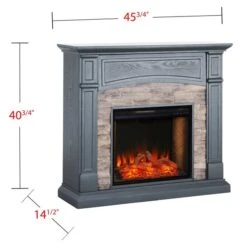 Southern Enterprises Prisene 45.75-in W Grey With Weathered Stones Fan-forced Smart Electric Fireplace
