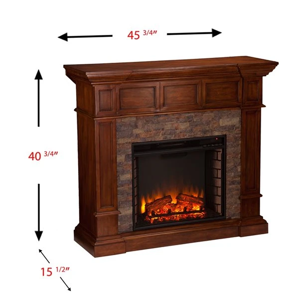 Southern Enterprises Ryland 45.75-in W Dark Oak With Faux Stone Fan-forced Electric Fireplace 6 Southern Enterprises Ryland 45.75-in W Dark Oak With Faux Stone Fan-forced Electric Fireplace - Image 4
