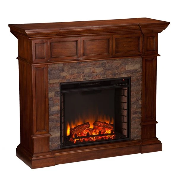 Southern Enterprises Ryland 45.75-in W Dark Oak With Faux Stone Fan-forced Electric Fireplace 5 Southern Enterprises Ryland 45.75-in W Dark Oak With Faux Stone Fan-forced Electric Fireplace - Image 3