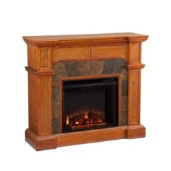 Southern Enterprises Larsmont 45.5-in W Oak With Brown Tiles Fan-forced Electric Fireplace -Napoleon Shop 330949611 MainImage 001 l