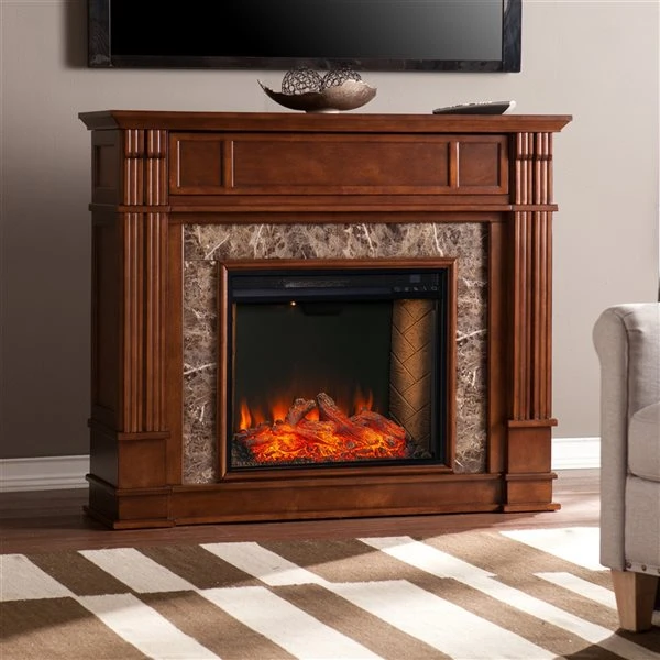 Southern Enterprises Cakury 48-in W Whiskey Maple Fan-forced Smart Electric Fireplace 7 Southern Enterprises Cakury 48-in W Whiskey Maple Fan-forced Smart Electric Fireplace - Image 5