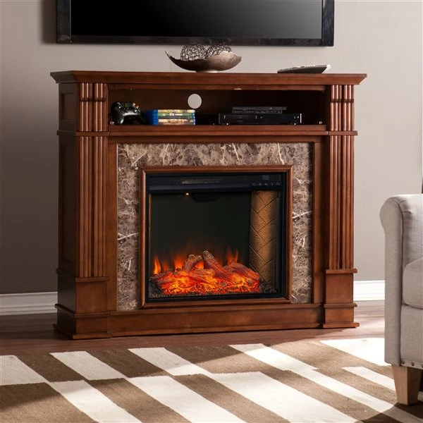 Southern Enterprises Cakury 48-in W Whiskey Maple Fan-forced Smart Electric Fireplace 3 Southern Enterprises Cakury 48-in W Whiskey Maple Fan-forced Smart Electric Fireplace