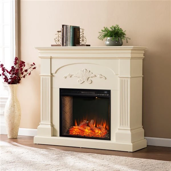 Southern Enterprises Jeistan 44.75-in W Ivory Fan-forced Smart Electric Fireplace 7 Southern Enterprises Jeistan 44.75-in W Ivory Fan-forced Smart Electric Fireplace - Image 5