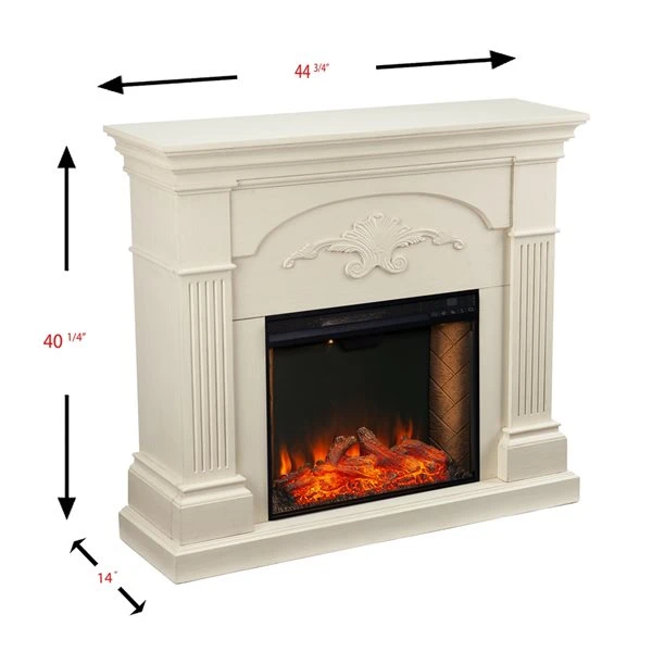 Southern Enterprises Jeistan 44.75-in W Ivory Fan-forced Smart Electric Fireplace 6 Southern Enterprises Jeistan 44.75-in W Ivory Fan-forced Smart Electric Fireplace - Image 4