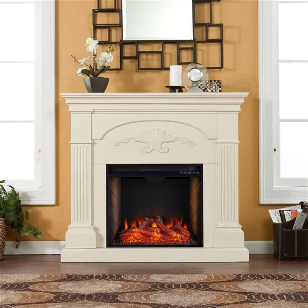 Southern Enterprises Jeistan 44.75-in W Ivory Fan-forced Smart Electric Fireplace 3 Southern Enterprises Jeistan 44.75-in W Ivory Fan-forced Smart Electric Fireplace