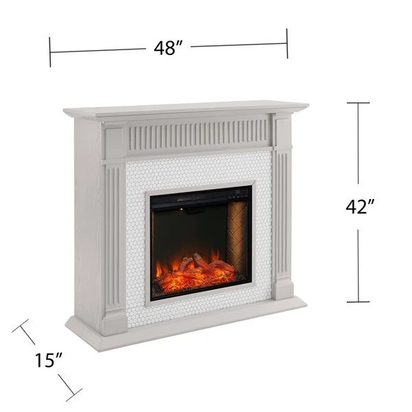 Southern Enterprises Euge 48-in W Grey And White Fan-forced Smart Electric Fireplace 6 Southern Enterprises Euge 48-in W Grey And White Fan-forced Smart Electric Fireplace - Image 4