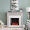 Southern Enterprises Euge 48-in W Grey And White Fan-forced Smart Electric Fireplace