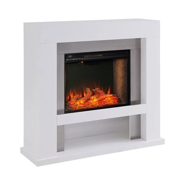 Southern Enterprises Gretha 44-in W White With Stainless Steel Fan-forced Smart Electric Fireplace 4 Southern Enterprises Gretha 44-in W White With Stainless Steel Fan-forced Smart Electric Fireplace - Image 2
