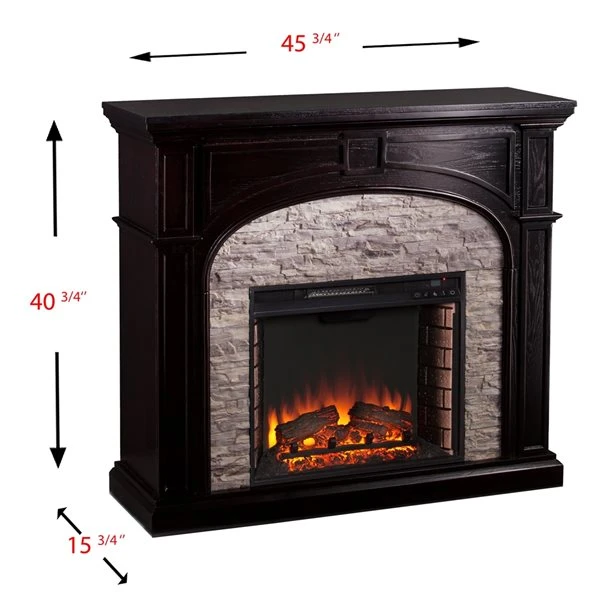 Southern Enterprises Aiden 45.75-in W Ebony With Grey Faux Stone Fan-forced Electric Fireplace 4 Southern Enterprises Aiden 45.75-in W Ebony With Grey Faux Stone Fan-forced Electric Fireplace - Image 3