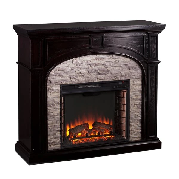 Southern Enterprises Aiden 45.75-in W Ebony With Grey Faux Stone Fan-forced Electric Fireplace 3 Southern Enterprises Aiden 45.75-in W Ebony With Grey Faux Stone Fan-forced Electric Fireplace - Image 2