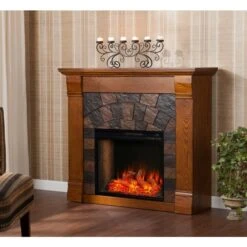Southern Enterprises Andu 45.5-in W Antique Oak With Faux Slate Tiles Fan-forced Smart Electric Fireplace 9 Southern Enterprises Andu 45.5-in W Antique Oak With Faux Slate Tiles Fan-forced Smart Electric Fireplace -Napoleon Shop 330949754 AlternateImage4 l