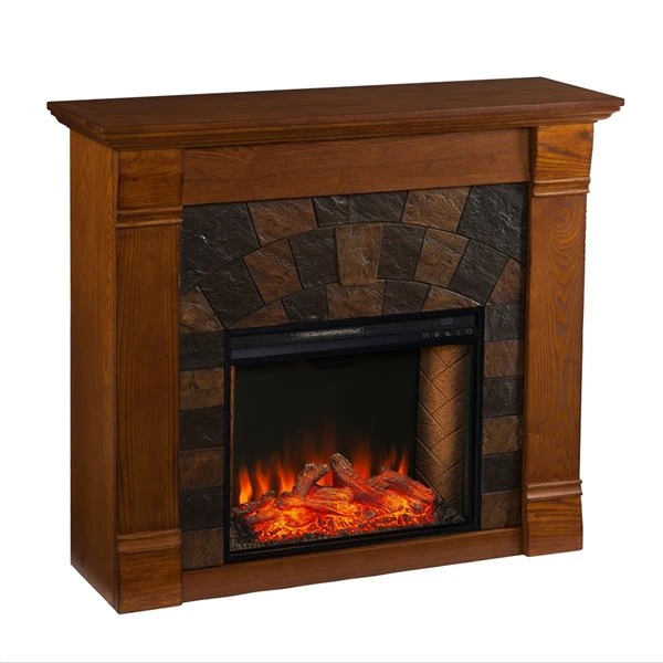 Southern Enterprises Andu 45.5-in W Antique Oak With Faux Slate Tiles Fan-forced Smart Electric Fireplace 7 Southern Enterprises Andu 45.5-in W Antique Oak With Faux Slate Tiles Fan-forced Smart Electric Fireplace - Image 5