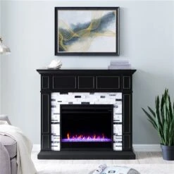 Southern Enterprises Tierrest 45.5-in W Black With Grey Marble Fan-forced Electric Fireplace -Napoleon Shop 330949832 AlternateImage1 l