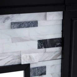 Southern Enterprises Tierrest 45.5-in W Black With Grey Marble Fan-forced Electric Fireplace -Napoleon Shop 330949832 AlternateImage2 l