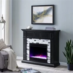 Southern Enterprises Tierrest 45.5-in W Black With Grey Marble Fan-forced Electric Fireplace -Napoleon Shop 330949832 AlternateImage4 l