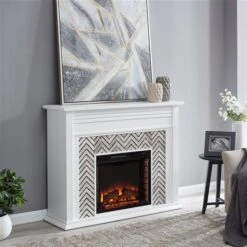 Southern Enterprises Plery 50-in W White And Grey Marble Fan-forced Electric Fireplace -Napoleon Shop 330949835 AlternateImage4 l