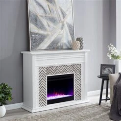 Southern Enterprises Plery White And Grey 50-in W Marble Fan-forced Electric Fireplace 11 Southern Enterprises Plery White And Grey 50-in W Marble Fan-forced Electric Fireplace -Napoleon Shop 330949837 AlternateImage4 l