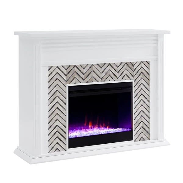 Southern Enterprises Plery White And Grey 50-in W Marble Fan-forced Electric Fireplace 3 Southern Enterprises Plery White And Grey 50-in W Marble Fan-forced Electric Fireplace