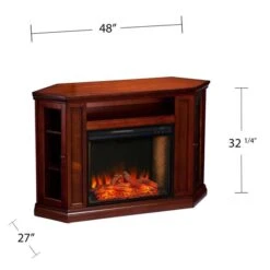 Southern Enterprises Jedor 48-in W Mahogany Brown Fan-forced Smart Electric Fireplace