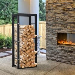 HomCom 16-in Black Firewood Rack Log Holder With Handles -Napoleon Shop 330951184 AlternateImage1 l