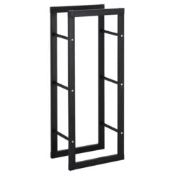 HomCom 16-in Black Firewood Rack Log Holder With Handles