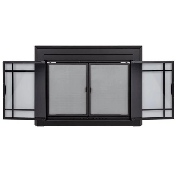 Pleasant Hearth Easton Black Small Cabinet-style Smoked Tempered Glass Fireplace Doors 3 Pleasant Hearth Easton Black Small Cabinet-style Smoked Tempered Glass Fireplace Doors