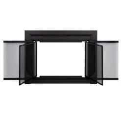 Pleasant Hearth Carlisle Black Large Cabinet-style Smoked Tempered Glass Fireplace Doors