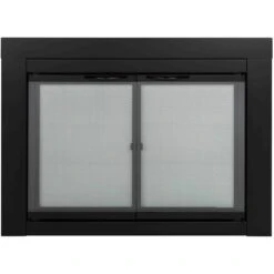Pleasant Hearth Alpine Black Small Cabinet-style Clear Tempered Glass Fireplace Doors