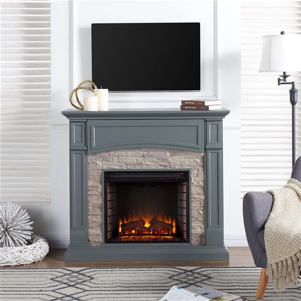 Southern Enterprises Sacone 45 3/4-in Slate-Grey Electric Fireplace With Media Storage 5 Southern Enterprises Sacone 45 3/4-in Slate-Grey Electric Fireplace With Media Storage - Image 3
