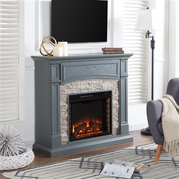 Southern Enterprises Sacone 45 3/4-in Slate-Grey Electric Fireplace With Media Storage 4 Southern Enterprises Sacone 45 3/4-in Slate-Grey Electric Fireplace With Media Storage - Image 2