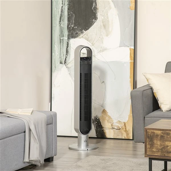 HomCom 39-in 3-Speed Indoor Silver/Black Oscillation Tower Fan 3 HomCom 39-in 3-Speed Indoor Silver/Black Oscillation Tower Fan