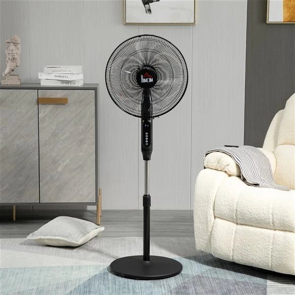 HomCom 17.75-in 3-speed Indoor Black Oscillation Stand Fan 5 HomCom 17.75-in 3-speed Indoor Black Oscillation Stand Fan - Image 3