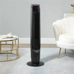 Homcom 12.5-in 3-speed Black Indoor Oscillation Tower Fan