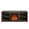 Ameriwood Home Courtland Florence Walnut TV Stand With Fan-forced Electric Fireplace For TVs Up To 65-in