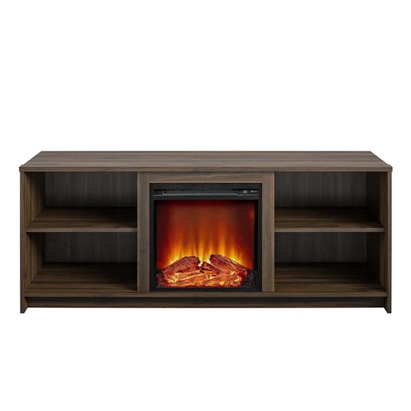 Ameriwood Home Courtland Florence Walnut TV Stand With Fan-forced Electric Fireplace For TVs Up To 65-in 3 Ameriwood Home Courtland Florence Walnut TV Stand With Fan-forced Electric Fireplace For TVs Up To 65-in