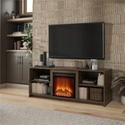 Ameriwood Home Courtland Florence Walnut TV Stand With Fan-forced Electric Fireplace For TVs Up To 65-in 11 Ameriwood Home Courtland Florence Walnut TV Stand With Fan-forced Electric Fireplace For TVs Up To 65-in -Napoleon Shop 331009186 AlternateImage4 l