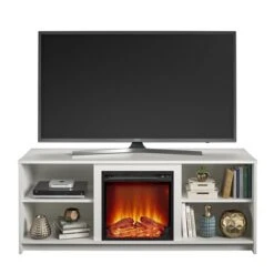Ameriwood Home Courtland White TV Stand With Fan-forced Electric Fireplace For TVs Up To 65-in -Napoleon Shop 331009188 AlternateImage1 l