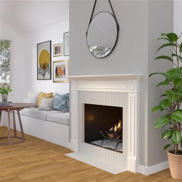 Pearl Mantels 64-in W X 52.36-in H X 7.87-in D Crisp White Pine Wood Mantel Shelf 4 Pearl Mantels 64-in W X 52.36-in H X 7.87-in D Crisp White Pine Wood Mantel Shelf - Image 2