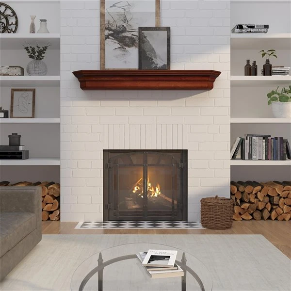 Pearl Mantels 72-in W X 7-in H X 10-in D Distressed Cherry Pine Wood Mantel Shelf 4 Pearl Mantels 72-in W X 7-in H X 10-in D Distressed Cherry Pine Wood Mantel Shelf - Image 2