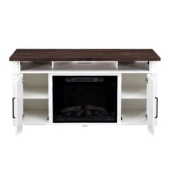 Sunjoy Oxley 60-in W White/Brown TV Console With 4777 BTU LED Electric Fireplace -Napoleon Shop 331044805 AlternateImage2 l