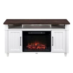 Sunjoy Oxley 60-in W White/Brown TV Console With 4777 BTU LED Electric Fireplace -Napoleon Shop 331044805 MainImage 001 l
