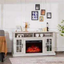 Costway 56-in W Off-White Engineered Wood Fan-Forced Electric Fireplace 11 Costway 56-in W Off-White Engineered Wood Fan-Forced Electric Fireplace -Napoleon Shop 331060030 AlternateImage2 l
