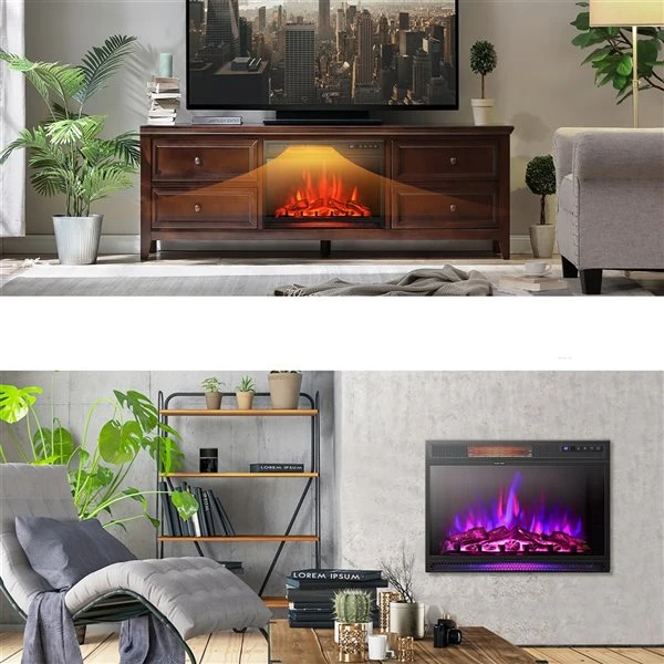 Costway 28-in W Black Metal Freestanding And Recessed Infrared Quartz Electric Fireplace 4 Costway 28-in W Black Metal Freestanding And Recessed Infrared Quartz Electric Fireplace - Image 2