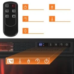 Costway 28-in W Black Metal Freestanding And Recessed Infrared Quartz Electric Fireplace 10 Costway 28-in W Black Metal Freestanding And Recessed Infrared Quartz Electric Fireplace -Napoleon Shop 331060078 AlternateImage3 l